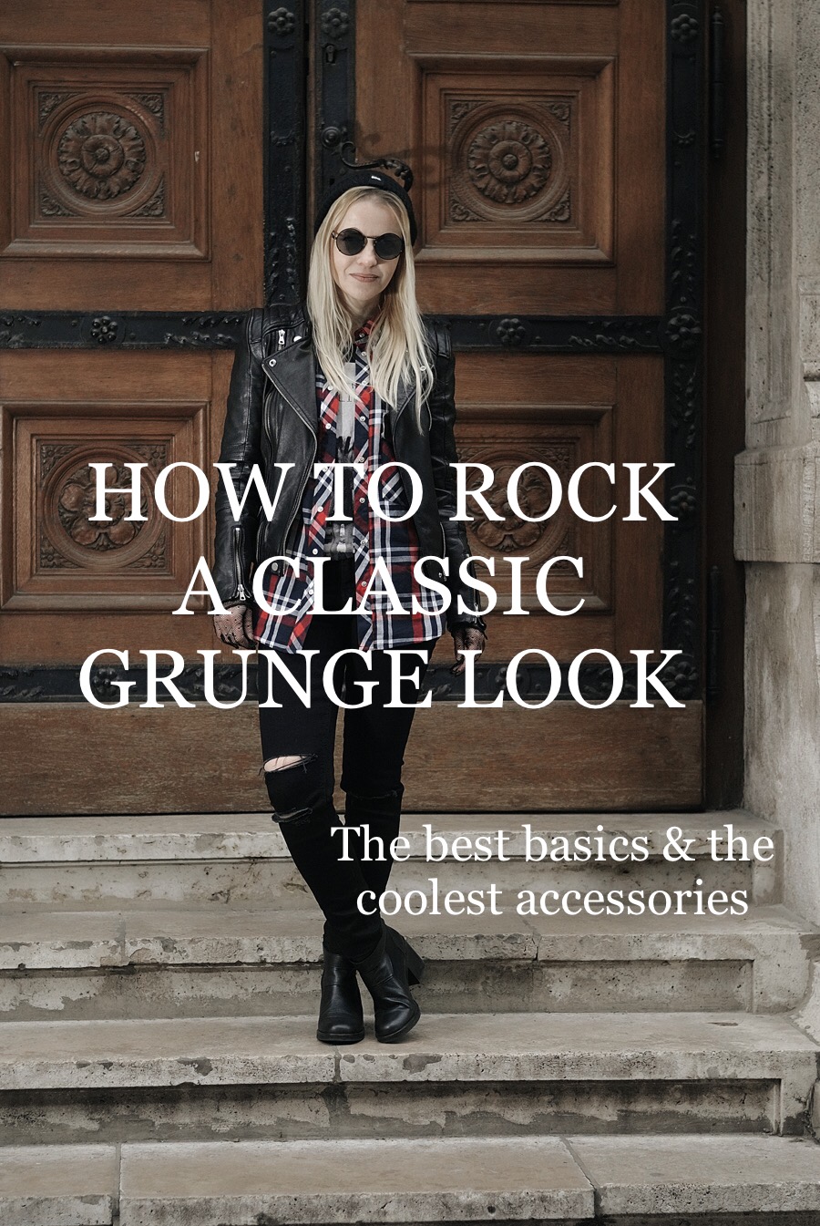 grunge-nineties-check-shirt-biker-jacket-beanie-gloves-epic-street-style