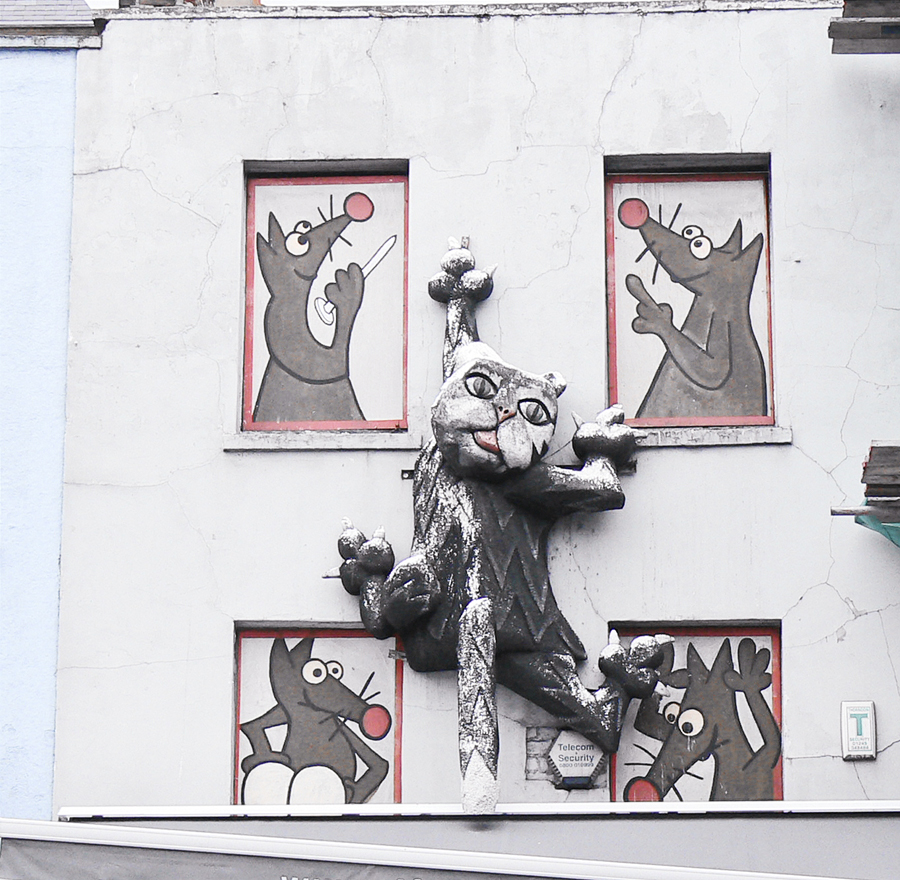 Camden Town, London, High Street cat facade
