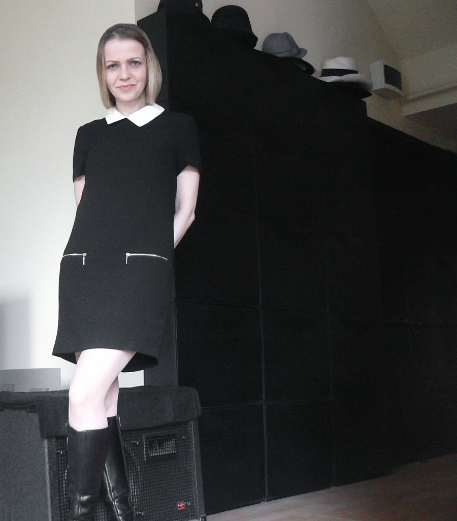 black dress white collar style hacks sixties kitten minimal look EPIC STREETSTYLE by Gabriella