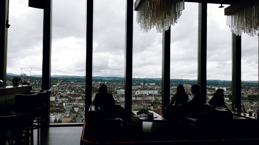 basel city skyscraper messeturm modern top floor skybar chic bar rouge landscape view