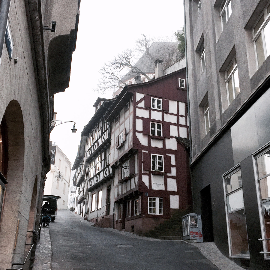 basel switzerland europe medieval houses street oldtown