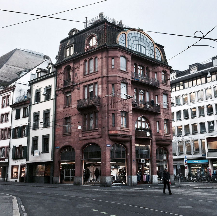 basel switzerland europe winter architecture grandeur facades street view purple corner palace