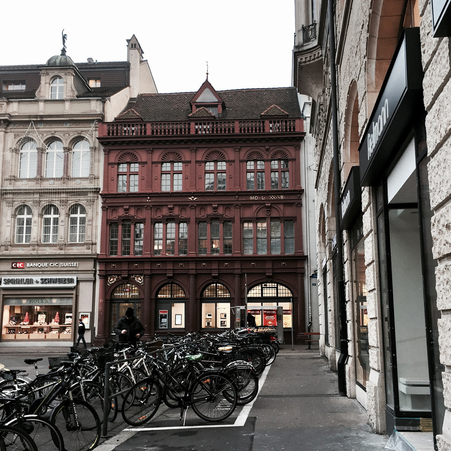 basel switzerland europe winter architecture grandeur facades street view marketplace marktplatz