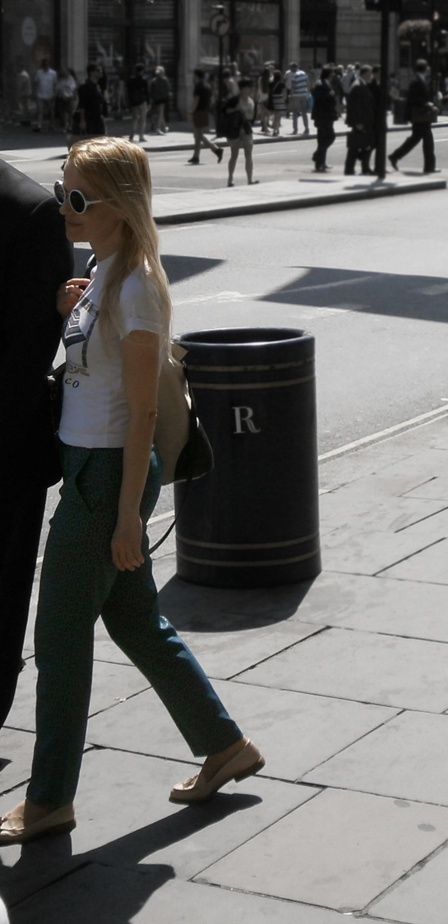 the single greatest fashion pro trick for building an outfit, baroque tile print blue gold trousers, shopping, Regent Street London