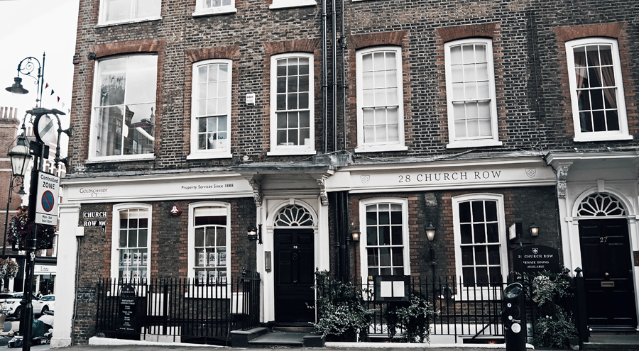 London Hampstead centre Church Row building facade