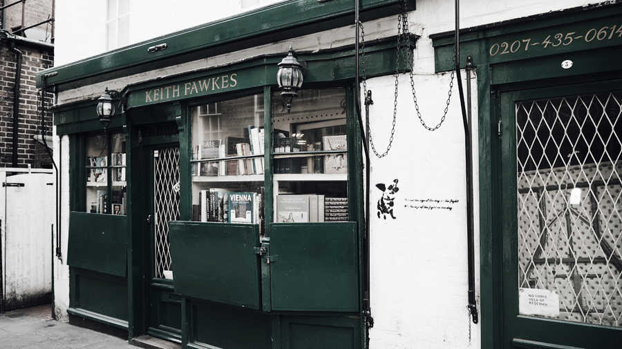 London Hampstead neighbourhood old shop medieval building Keith Fawkes