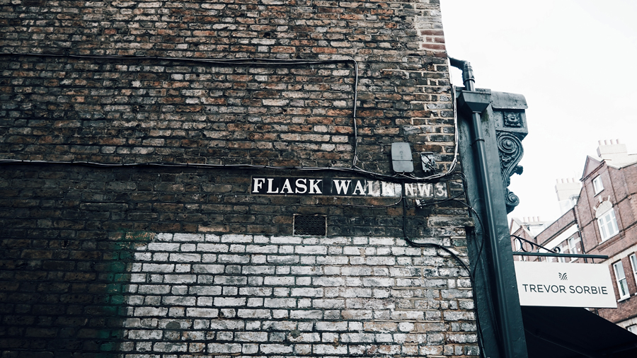 London Hampstead High Street Flask walk brick wall
