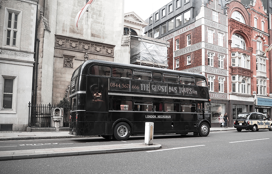 London City, Ghost Bus Tour black double-decker
