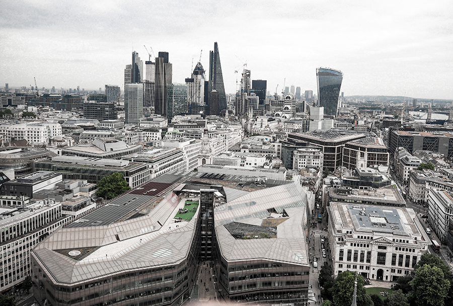 London view from St. Paul's Cathedral, City skyline