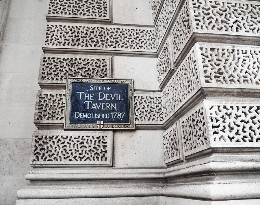 The Devil Tavern sign, London City