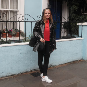 red vintage polo shirt topshop lace-up jeans adidas stan smith nakedvice bag comfy outfit perfect Friday London Notting Hill Portobello market